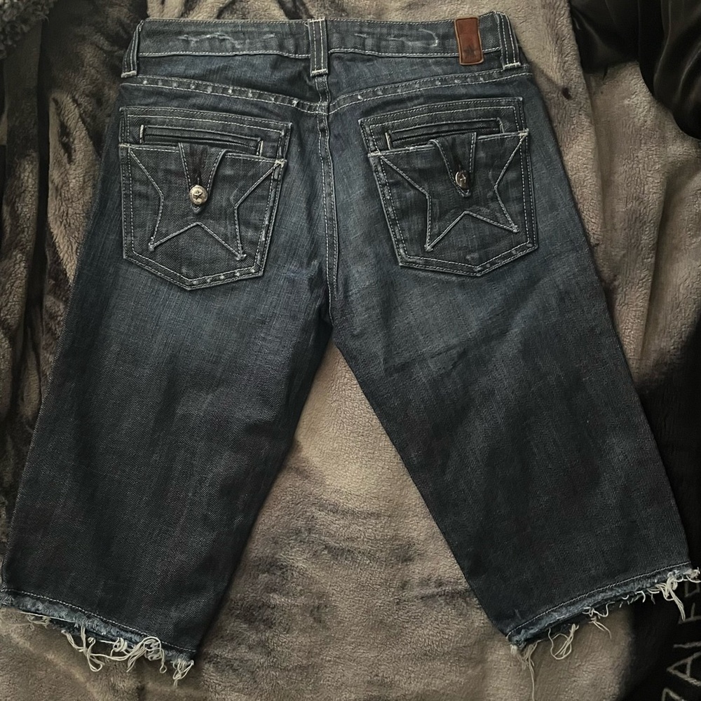 peoples republic deadstock star flap pocket jeans cut off size 26